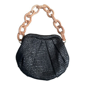 Antik Kraft Black Staw Link Shoulder Detachable Strap Shoulder Bag